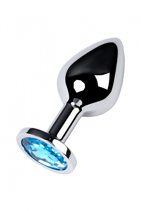 Серебристая конусовидная анальная пробка с голубым кристаллом - 8 см. - ToyFa - купить с доставкой в Евпатории