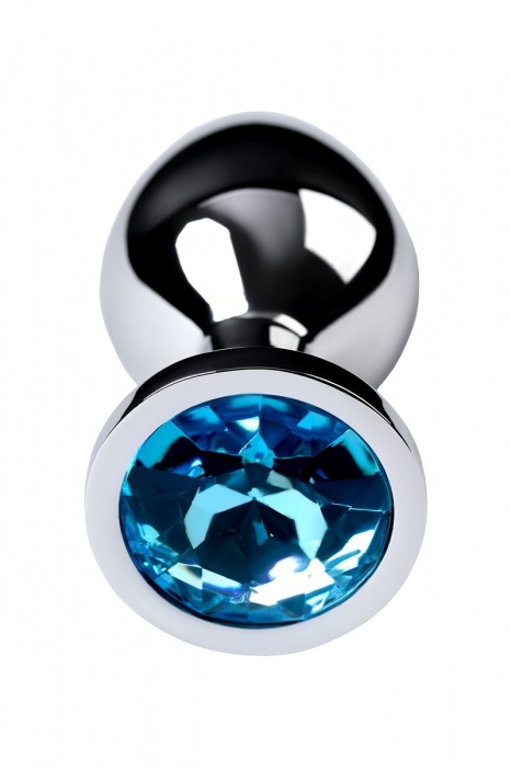 Серебристая конусовидная анальная пробка с голубым кристаллом - 8 см. - ToyFa - купить с доставкой в Евпатории