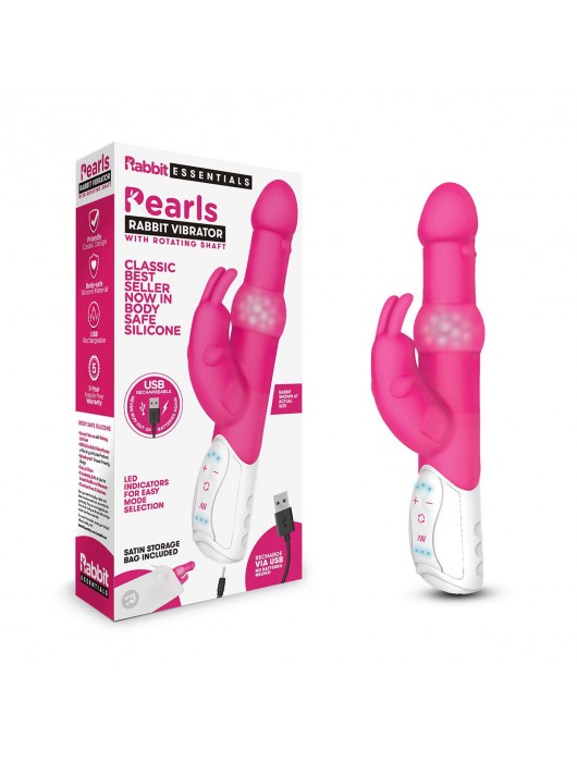 Розовый вибратор с вращающимися шариками - 26,3 см. - Rabbit Essentials