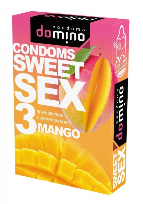 Презервативы для орального секса DOMINO Sweet Sex с ароматом манго - 3 шт. - Domino - купить с доставкой в Евпатории