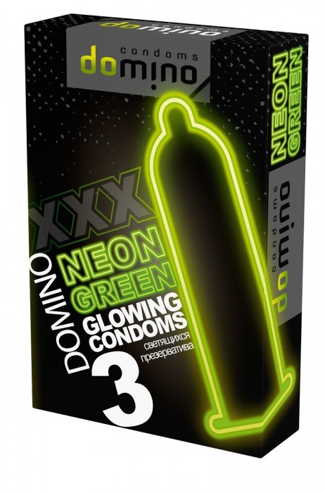 Презервативы DOMINO Neon Green со светящимся в темноте кончиком - 3 шт. - Domino - купить с доставкой в Евпатории