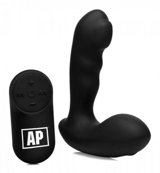 Черный стимулятор простаты Alpha-Pro 7X P-Milker Silicone Prostate Stimulator with Milking Bead - XR Brands - в Евпатории купить с доставкой