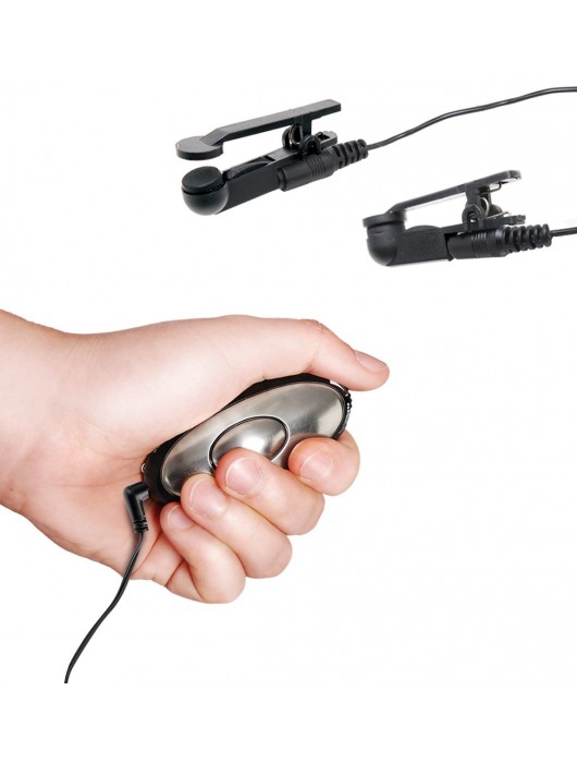 Черные электрические зажимы для сосков Shock Therapy Nipple Clamps - Pipedream - купить с доставкой в Евпатории