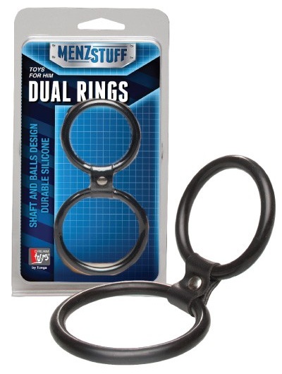 Чёрное двойное эрекционное кольцо Dual Rings Black - Dream Toys - в Евпатории купить с доставкой