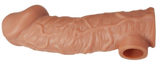 Телесная насадка на фаллос с отверстием для мошонки EXTREME SLEEVE - 17,6 см. - KOKOS - в Евпатории купить с доставкой
