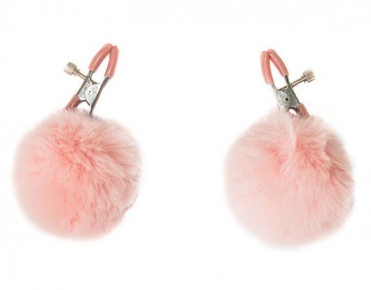 Зажимы на соски Angelic с розовыми меховыми шариками - Lola Games - купить с доставкой в Евпатории