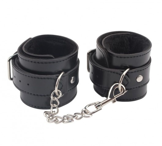 Черные оковы на ноги Obey Me Leather Ankle Cuffs - Chisa - купить с доставкой в Евпатории