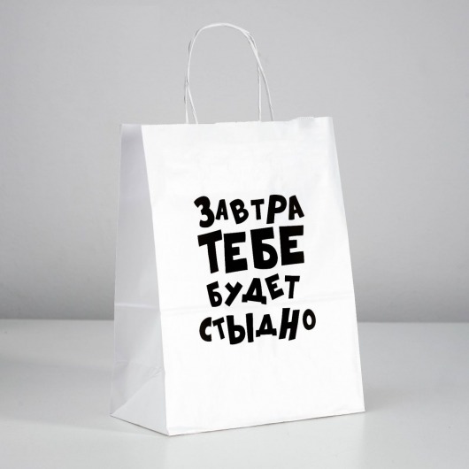 Подарочный пакет  Завтра тебе будет стыдно  - 30 х 24 см. - UPAK LAND - купить с доставкой в Евпатории