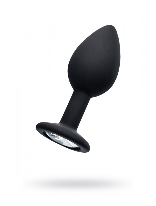 Черная анальная втулка с прозрачным стразом - 7,2 см. - POPO Pleasure - купить с доставкой в Евпатории