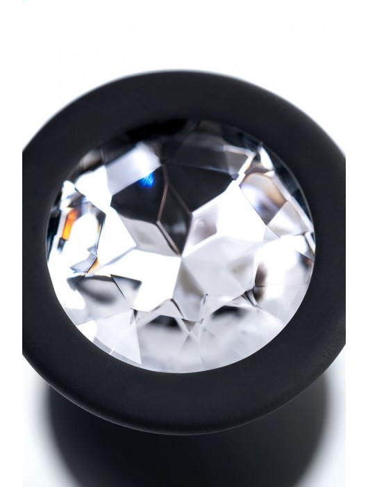 Черная анальная втулка с прозрачным стразом - 7,2 см. - POPO Pleasure - купить с доставкой в Евпатории