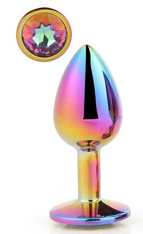 Голографическая анальная втулка с радужным кристаллом - 7,1 см. - Dream Toys - купить с доставкой в Евпатории