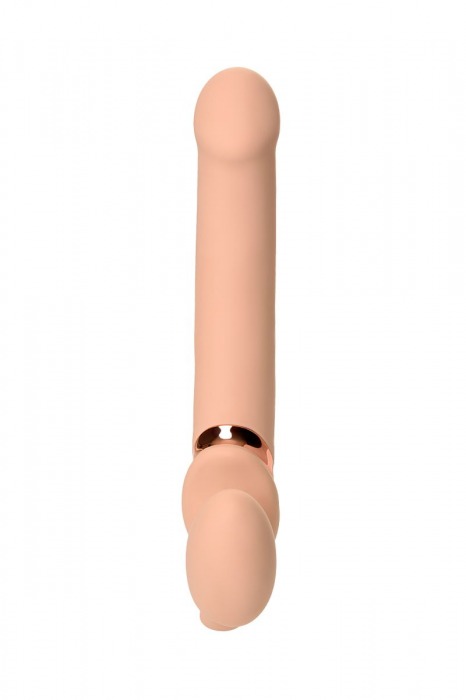 Телесный безремневой вибрострапон Vibrating Bendable Strap-On L - Strap-on-me - купить с доставкой в Евпатории