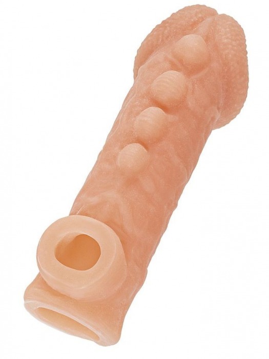 Телесная закрытая насадка с шишечками Cock Sleeve Size M - 15,6 см. - KOKOS - в Евпатории купить с доставкой