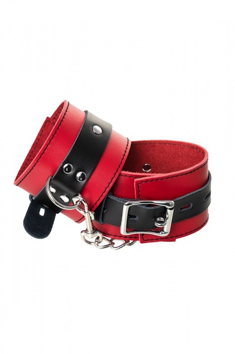 Красно-черные оковы на ноги из кожи - ToyFa - купить с доставкой в Евпатории