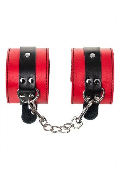 Красно-черные оковы на ноги из кожи - ToyFa - купить с доставкой в Евпатории