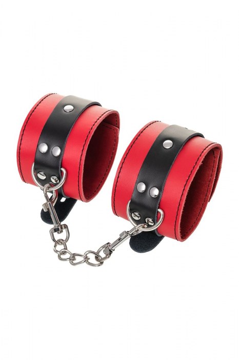 Красно-черные оковы на ноги из кожи - ToyFa - купить с доставкой в Евпатории