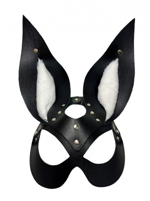 Черная маска зайки с белым мехом на ушках Miss Bunny - БДСМ Арсенал - купить с доставкой в Евпатории