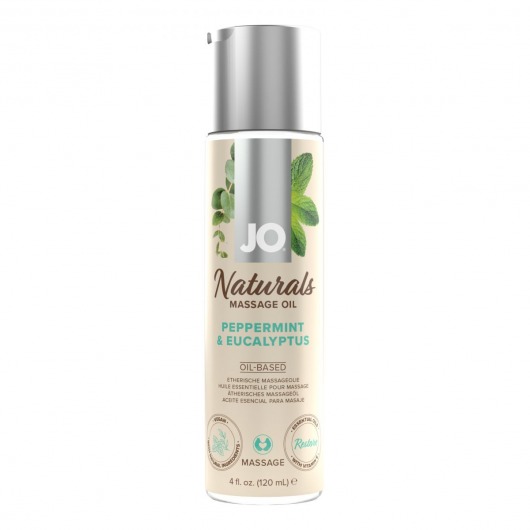 Массажное масло с ароматом перечной мяты и эвкалипта JO Naturals Peppermint   Eucalyptus - 120 мл. - System JO - купить с доставкой в Евпатории