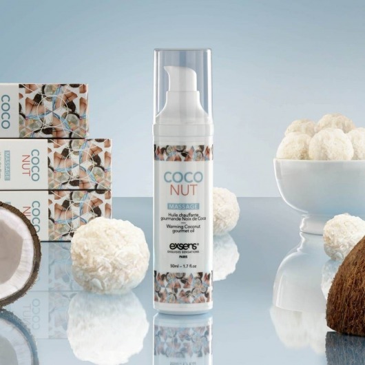 Разогревающее массажное масло с ароматом кокоса Gourmet Coconut - 50 мл. - Exsens - купить с доставкой в Евпатории