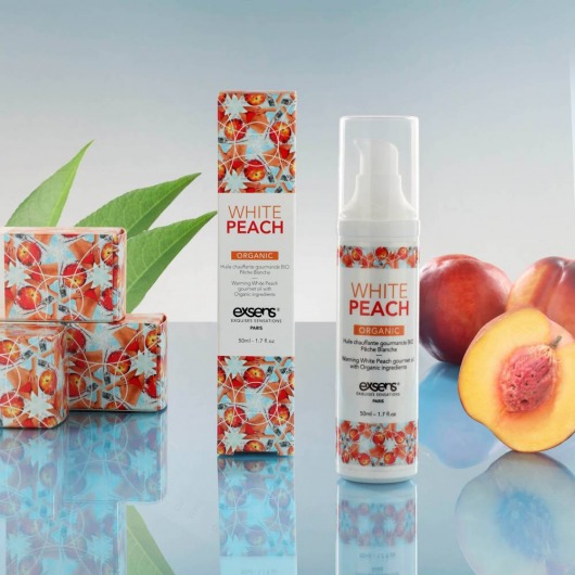 Разогревающее массажное масло Gourmet White Peach Organic с органическими ингредиентами - 50 мл. - Exsens - купить с доставкой в Евпатории