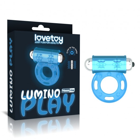 Голубое, светящееся в темноте эрекционное виброкольцо Lumino Play Vibrating Penis Ring - Lovetoy - в Евпатории купить с доставкой