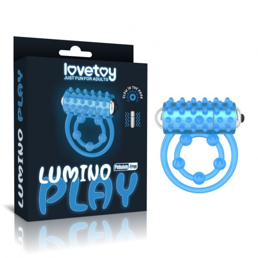 Голубое, светящееся в темноте виброкольцо Lumino Play Vibrating Penis Ring - Lovetoy - в Евпатории купить с доставкой