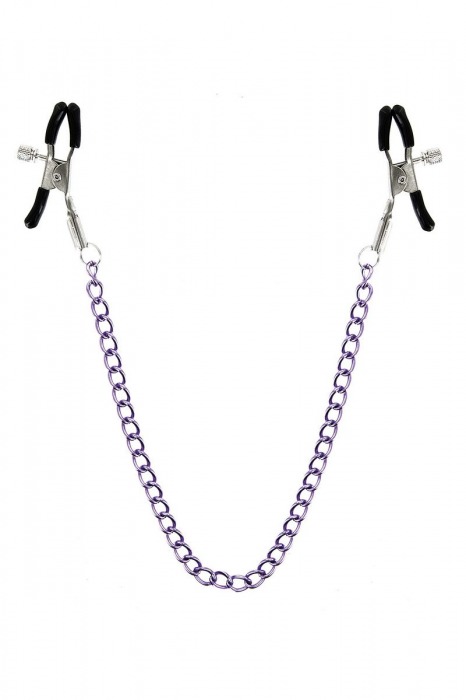 Зажимы для сосков с фиолетовой цепочкой Sweet Caress Nipple Chain - Sweet Caress - купить с доставкой в Евпатории