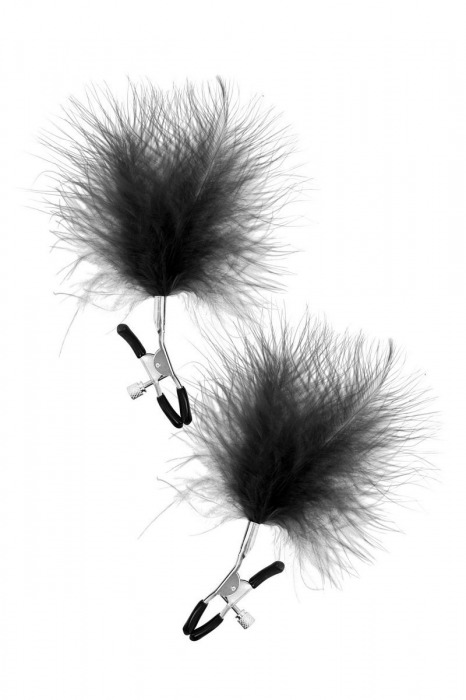 Зажимы на соски с черными пуховыми кисточками Sweet Caress Feather Nipple Clumps - Sweet Caress - купить с доставкой в Евпатории