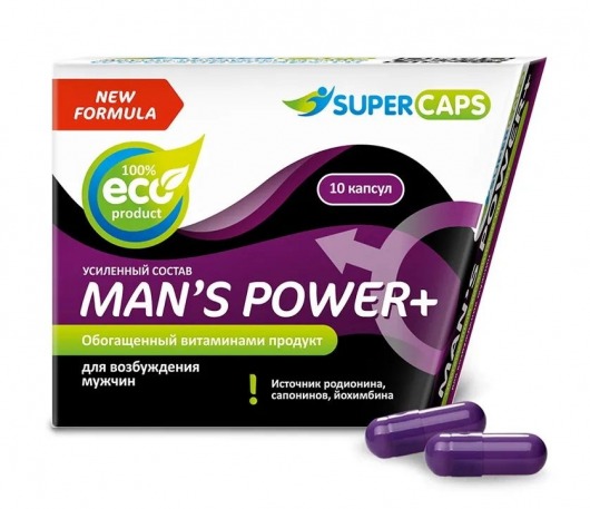 Возбуждающее средство для мужчин Mans Power plus - 10 капсул (0,35 гр.) +1 в подарок - SuperCaps - купить с доставкой в Евпатории