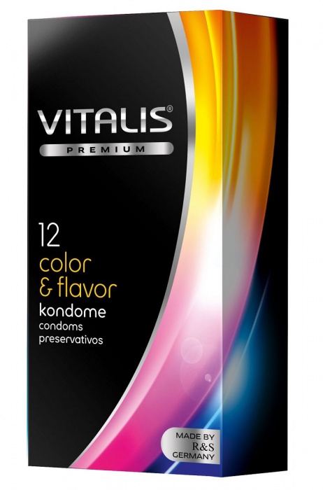 Цветные ароматизированные презервативы VITALIS PREMIUM color   flavor - 12 шт. - Vitalis - купить с доставкой в Евпатории