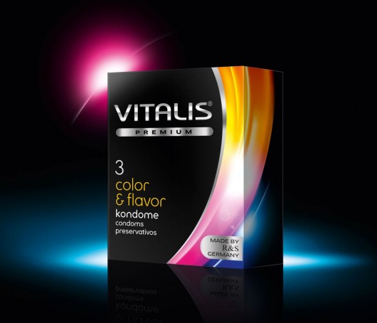 Цветные ароматизированные презервативы VITALIS PREMIUM color   flavor - 3 шт. - Vitalis - купить с доставкой в Евпатории