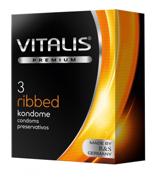 Ребристые презервативы VITALIS PREMIUM ribbed - 3 шт. - Vitalis - купить с доставкой в Евпатории