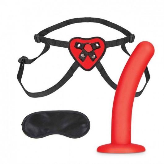 Красный поясной фаллоимитатор Red Heart Strap on Harness   5in Dildo Set - 12,25 см. - Lux Fetish - купить с доставкой в Евпатории