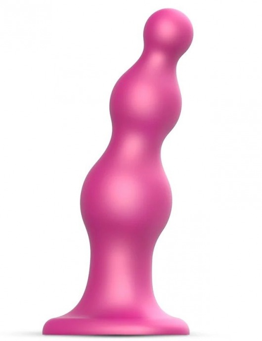 Розовая насадка Strap-On-Me Dildo Plug Beads size S - Strap-on-me - купить с доставкой в Евпатории