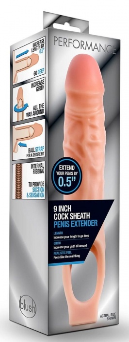 Телесная насадка на пенис 9 Inch Cock Sheath Extender - 22,2 см. - Blush Novelties - в Евпатории купить с доставкой