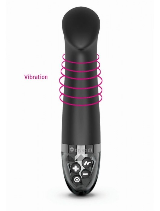 Черный вибратор с функцией электростимуляции Right on Ron - 17 см. - MyStim - купить с доставкой в Евпатории