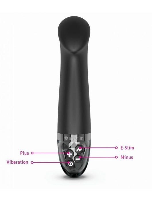 Черный вибратор с функцией электростимуляции Right on Ron - 17 см. - MyStim - купить с доставкой в Евпатории