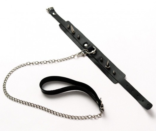 Черный ошейник с шипами и поводком - Crazy Handmade - купить с доставкой в Евпатории