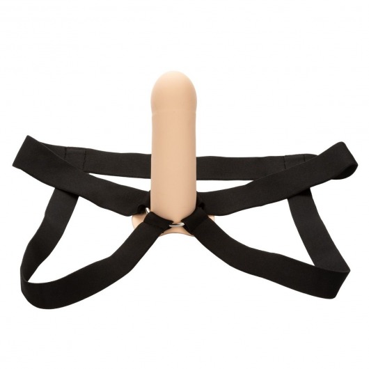 Телесный фаллопротез из силикона Extension with Harness - 15,75 см. - California Exotic Novelties - купить с доставкой в Евпатории