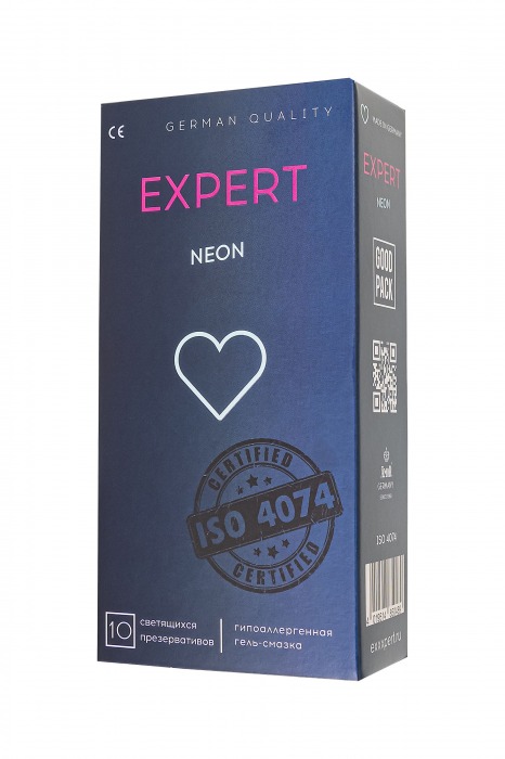 Светящиеся в темноте презервативы EXPERT Neon - 10 шт. - Expert - купить с доставкой в Евпатории