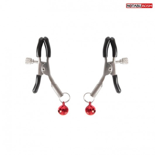 Серебристые зажимы на соски с шариками - Notabu - купить с доставкой в Евпатории