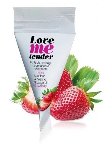 Съедобное согревающее массажное масло Love Me Tender Strawberry с ароматом клубники - 10 мл. - Love to Love - купить с доставкой в Евпатории