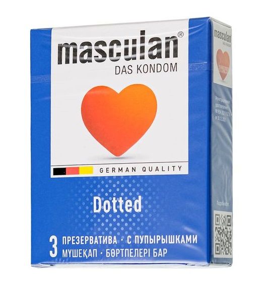 Презервативы с пупырышками Masculan Dotted - 3 шт. - Masculan - купить с доставкой в Евпатории