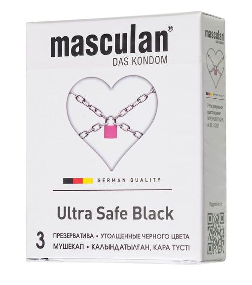 Ультрапрочные презервативы Masculan Ultra Safe Black - 3 шт. - Masculan - купить с доставкой в Евпатории