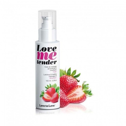 Съедобное согревающее массажное масло Love Me Tender Strawberry с ароматом клубники - 100 мл. - Love to Love - купить с доставкой в Евпатории