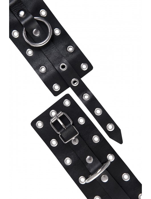 Черные кожаные однослойные наручники с люверсами - Pecado - купить с доставкой в Евпатории