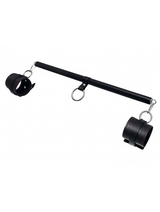 Черная распорка для ног с кожаными манжетами - Pecado - купить с доставкой в Евпатории