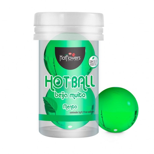 Лубрикант на масляной основе Hot Ball Beija Muito с ароматом мяты (2 шарика по 3 гр.) - HotFlowers - купить с доставкой в Евпатории