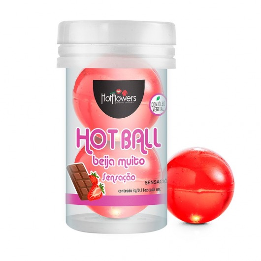 Лубрикант на масляной основе Hot Ball Beija Muito с ароматом шоколада и клубники (2 шарика по 3 гр.) - HotFlowers - купить с доставкой в Евпатории