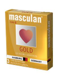 Презервативы Masculan Ultra Gold с золотым напылением и ароматом ванили - 3 шт. - Masculan - купить с доставкой в Евпатории